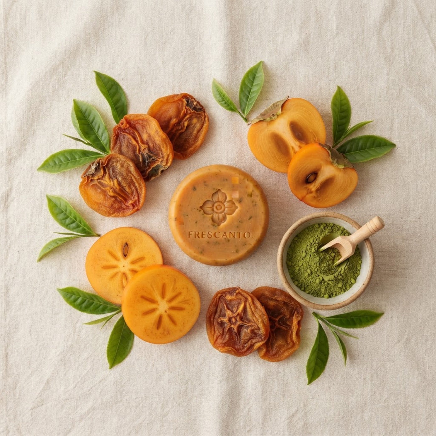 Caqui japonés, té verde y jabón Frescanto
